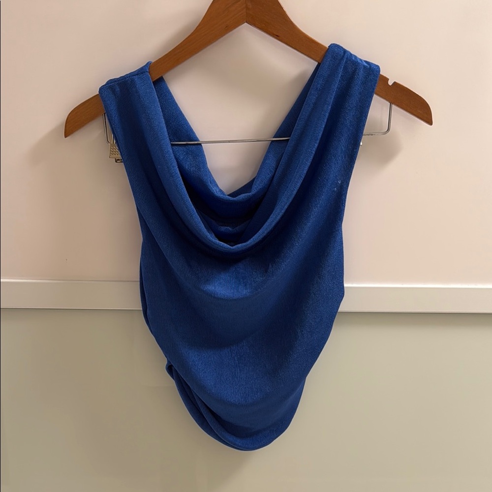 SHEIN Blue Drape Neck Blouse